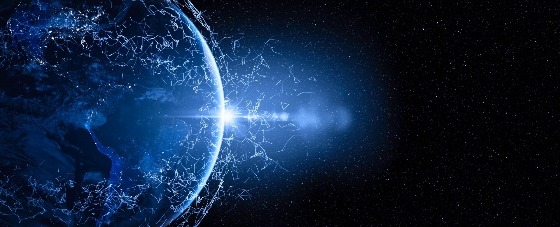 Communication technology for internet business. Global world network and telecommunication on earth cryptocurrency and blockchain and IoT. Elements of this image furnished by NASA